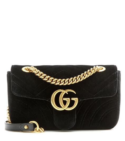 gucci velvet black bag|black gucci marmont bag.